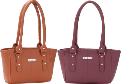 Lazzaroo Women Tan, Maroon Shoulder Bag(Pack of: 2)
