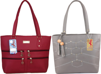 MSK Collection Women Maroon, Grey Messenger Bag(Pack of: 2)