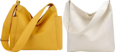 Trendycraft Women Yellow, White Shoulder Bag(Pack of: 2)