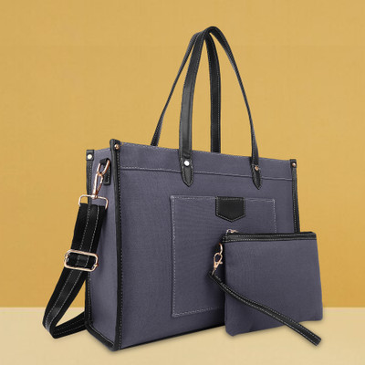 Womanix Women Grey, Black Handbag