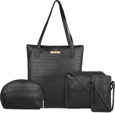 LEGAL BRIBE Women Black Tote(Pack of: 4)