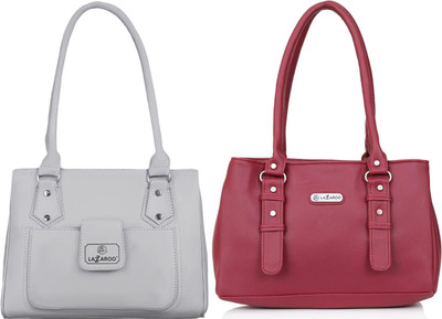 Lazzaroo Women Grey, Red Shoulder Bag(Pack of: 2)