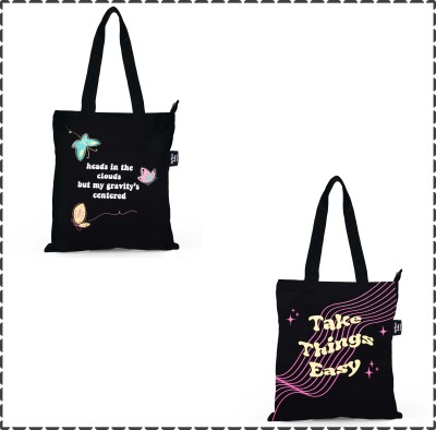 UpTown Folks Women Black Tote(Pack of: 2)