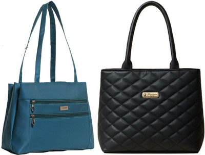 Zaxcer Women Blue, Black Handbag(Pack of: 2)