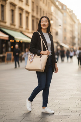 Pramadda Pure Luxury Women Beige Tote