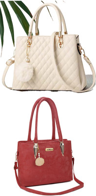 KSC Women White, Maroon Handbag