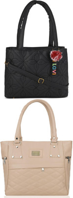 KSC Women Black, Beige Handbag