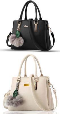 Plama Women Black, White Handbag