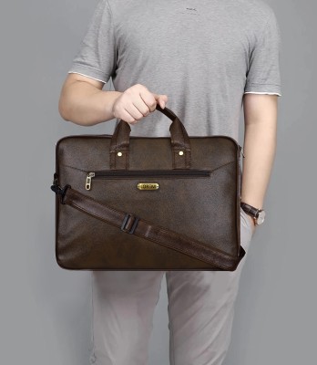 Shg enterprise Chocolate Color Faux Leather 10L Office Laptop Bag For Men & Women BG11 Waterproof Messenger Bag(Maroon, 10 L)