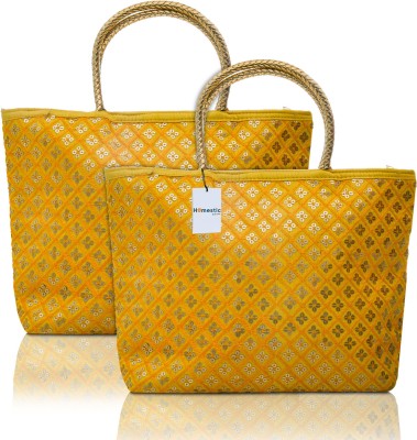 HOMESTIC Women Yellow Hand-held Bag(Pack of: 2)