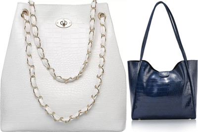 Trendycraft Women Blue, White Shoulder Bag(Pack of: 2)