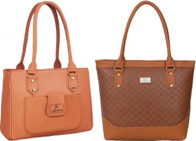 Lazzaroo Women Tan, Tan Shoulder Bag(Pack of: 2)