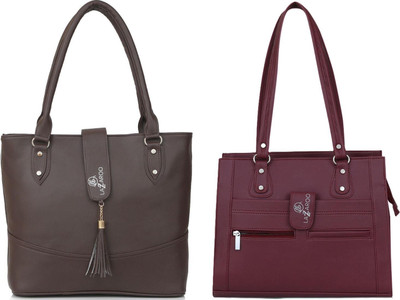 Lazzaroo Women Brown, Maroon Shoulder Bag(Pack of: 2)