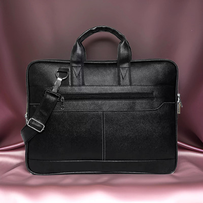 JairaJ Unisex Synthetic Leather Laptop Shoulder Messenger Bag men women Waterproof Messenger Bag(Black, 2921 L)