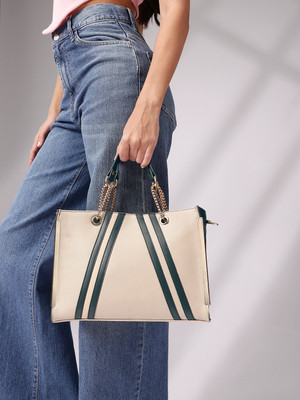 Mast & Harbour Women Beige, Green Hand-held Bag