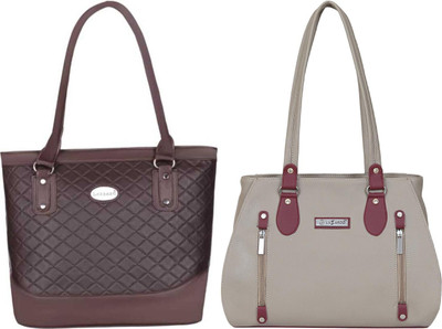 Lazzaroo Women Brown, Beige Shoulder Bag(Pack of: 2)
