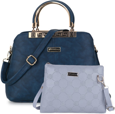 Shining star Women Blue Hand-held Bag(Pack of: 2)