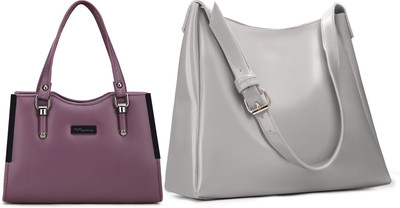 Trendycraft Women Grey, Purple Shoulder Bag(Pack of: 2)