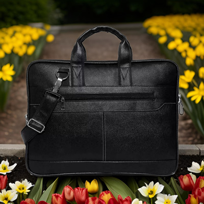 JairaJ Unisex Synthetic Leather Laptop Shoulder Messenger Bag men women Waterproof Messenger Bag(Black, 674 L)
