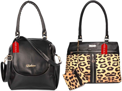 M R ALKA Women Black, Yellow Messenger Bag(Pack of: 2)