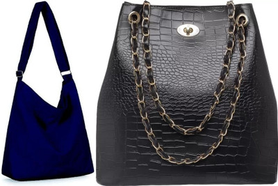 Trendycraft Women Black, Blue Shoulder Bag(Pack of: 2)
