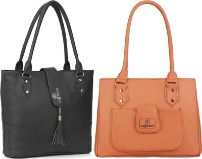 Lazzaroo Women Black, Tan Shoulder Bag(Pack of: 2)