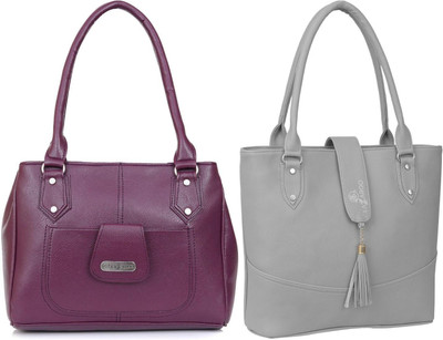 Lazzaroo Women Purple, Grey Shoulder Bag(Pack of: 2)