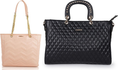 CIMONI Women Pink, Black Handbag