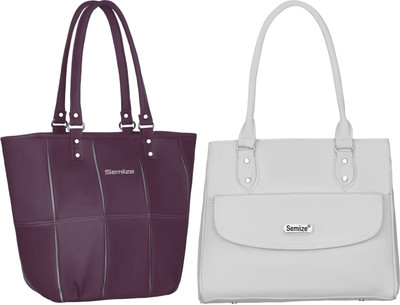 semiize Women Beige, Maroon Shoulder Bag(Pack of: 2)