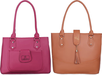 Lazzaroo Women Maroon, Tan Shoulder Bag(Pack of: 2)