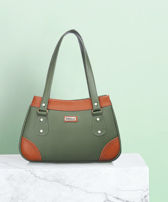 cretour Women Green, Tan Handbag