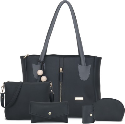 DIXON Women Black Handbag(Pack of: 5)