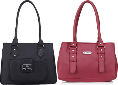 Lazzaroo Women Black, Red Shoulder Bag(Pack of: 2)