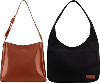 Trendycraft Women Tan, Black Shoulder Bag(Pack of: 2)