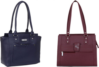 Lazzaroo Women Blue, Maroon Shoulder Bag(Pack of: 2)