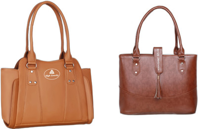 High Gravity Women Tan, Brown Hand-held Bag(Pack of: 2)
