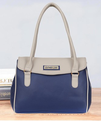 Leather Land Women Blue, Grey Shoulder Bag