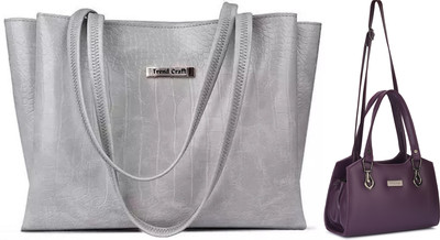 Trendycraft Women Grey, Purple Shoulder Bag(Pack of: 2)