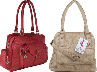 MSK Collection Women Red, Beige Messenger Bag(Pack of: 2)