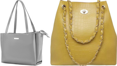 Trendycraft Women Grey, Yellow Shoulder Bag(Pack of: 2)