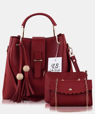 LIKE STYLE Women Maroon Shoulder Bag(Pack of: 3)