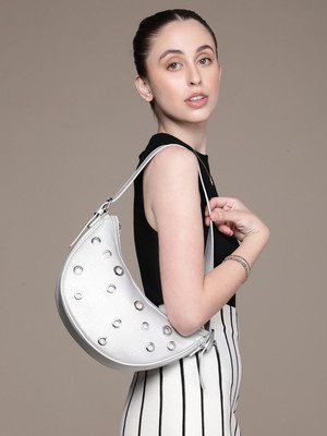 French Connection Women Silver Shoulder Bag