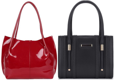 Trendycraft Women Red, Black Handbag(Pack of: 2)