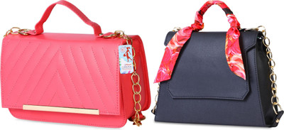 MSK Collection Women Pink, Blue Messenger Bag(Pack of: 2)