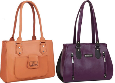 Lazzaroo Women Tan, Purple Shoulder Bag(Pack of: 2)