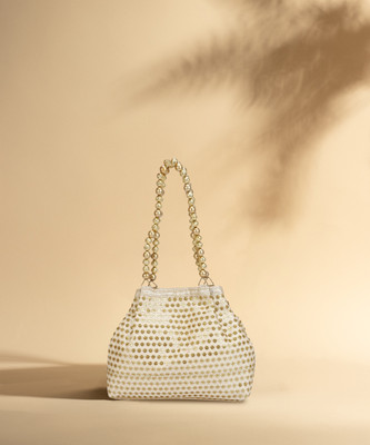 LONGING TO BUY Women Beige Pouch Potli