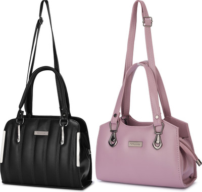 Trendycraft Women Black, Pink Satchel(Pack of: 2)