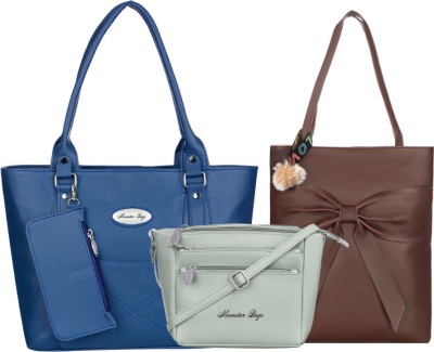 MOONSTAR BAGS Women Blue, Brown, Green Shoulder Bag(Pack of: 3)
