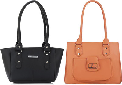 Lazzaroo Women Black, Tan Shoulder Bag(Pack of: 2)