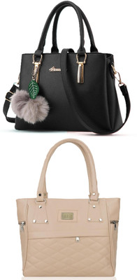KSC Women Black, Beige Handbag